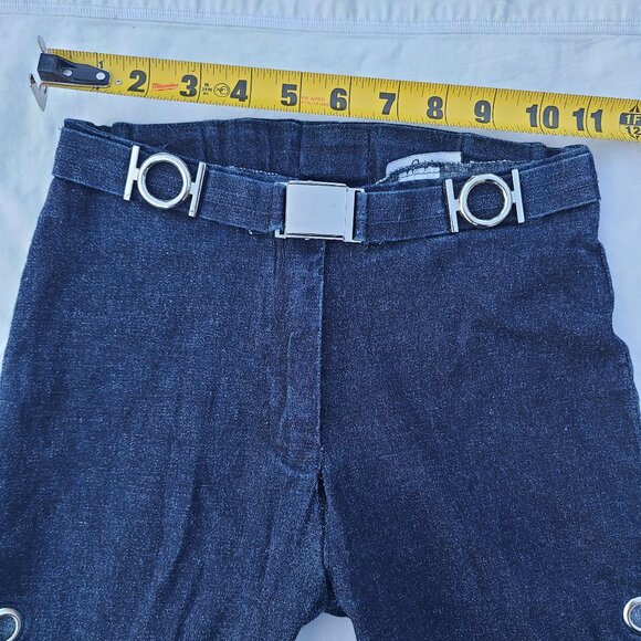G-IV Metal Ring Grommet Dark Deep Blue Stretch Bootcut Blue Jeans - Size 5 - Picture 3 of 12